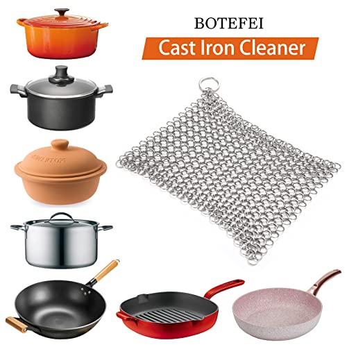 Cast Iron Cleaner 6"x6.3" 316L Stainless Steel Chainmail Scrubber for Griddle Skillet Dutch Oven Wok Stainless Steel Pot C...