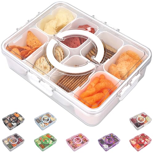 KEYVOZ Snackle Box Container with Lid Travel Charcuterie Box with Handle Organizer for Candy, Fruit, Nuts, Veggies, Snack...