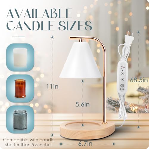 Aimoptg Candle Warmer Lamp with Retro Wooden Base - Home Decor Wax Melt for Small and Large Jar Candles, Candle Heater Lam...