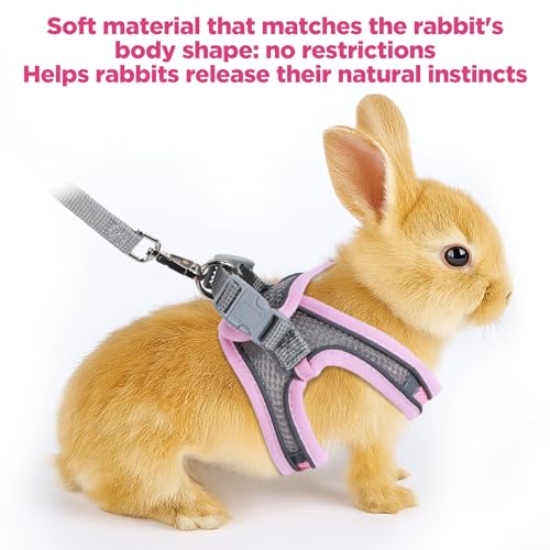 Bunny Harness and Leash Adjustable Bunny Harness and Leash Set, Breathable Pet Vest, Small Dog Harnesses, Small Kitten Pup...