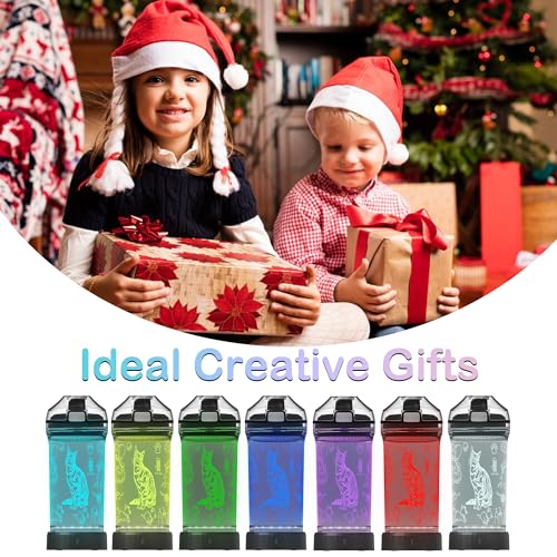 OkiyiD Kids Water Bottle, Cat-themed Light-Up Sport Cup with 3D Glowing LED Cat Light – 14 OZ Tritan BPA-Free - Kids Gift ...