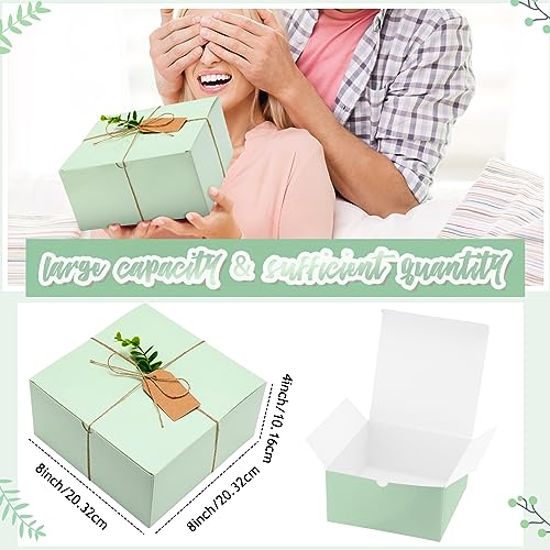 Crtiin 8 Pack Gift Boxes Set 8 x 8 x 4 Inch Green Paper Bridesmaid Proposal Gifts Box with Lids for Presents Wedding Brida...