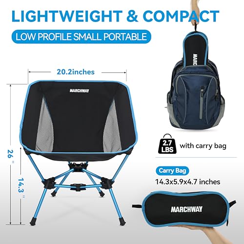 MARCHWAY Lightweight Folding Camping Chair, Portable Foldable Compact for Outdoor Camp, Travel, Beach, Picnic, Festival, H...