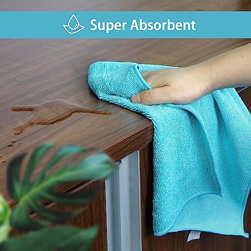 HOMEXCEL Microfiber Cleaning Cloth, 8 Pack Cleaning Rags, Cleaning Towels with 4 Color Assorted, 11.5"X11.5"(Green/Blue/Ye...