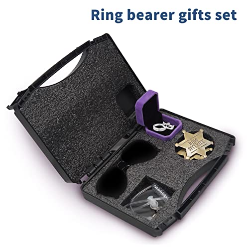 Huwane Ring Security Wedding Ring Bearer Gifts Box Set Include Ring Security Badges, Acoustic Earpiece Tube, Rings Bearer ...