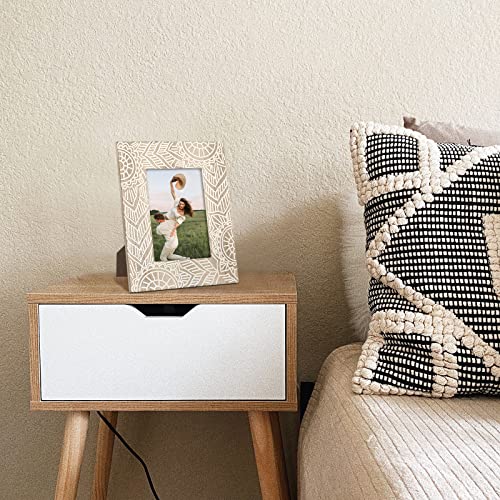 FOLKOR Boho Picture Frames 4x6, 2 Pack Engraved Farmhouse Wedding Picture Frame, Bohemia Decorative Photo Frame with Stand...