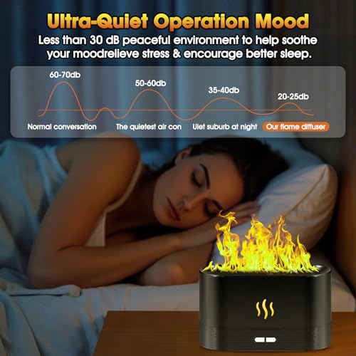 2 Pack Essential Oil Diffuser,Colorful Flame Air Aroma Diffuser Humidifier,Upgraded 7 Flame Colors Noiseless Essential Oil...