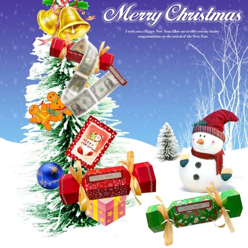 Yiishuiil Christmas Surprise Money Pull Pouch, 2PCS DIY Christmas Money Holders for Cash Cash Gift Pouch for Gift Birthday