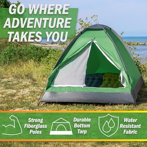 2 Person Camping Tent with Rain Fly and Carrying Bag – Lightweight Outdoor Pop Up Tents for Camping Essentials, Music Fest...