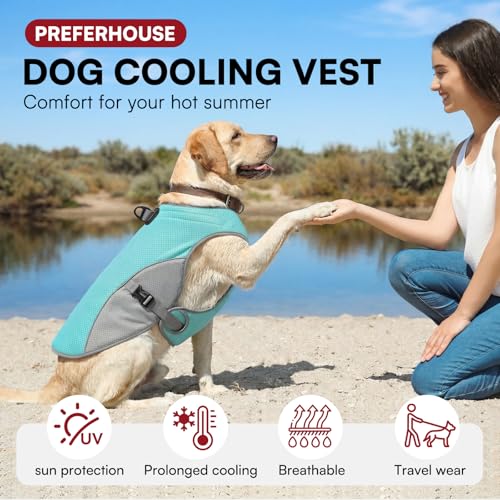 Preferhouse Dog Cooling Jacket for Large Dogs, Pet Cooling Vest with Mesh and D Ring, Dog Reflective Stripe Cooler Jacket ...