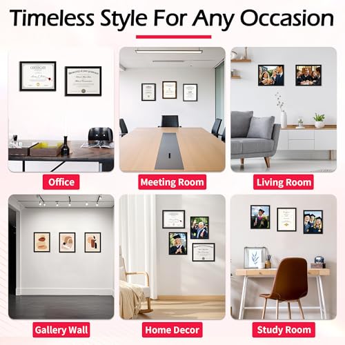 HOMERHYME Diploma Frame, 8.5 by 11 Black Picture Frames, Certificate Frame with Clear Plexiglass, 8.5 x 11 Photo Graduatio...