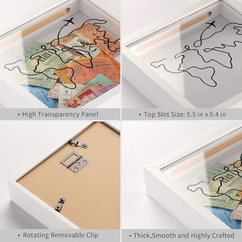 MUXIUNT Travel Adventure Archive Shadow Box For Memories,8&12Inch Concert Travel Ticket Stub Memory Top Loading Shadow Kee...