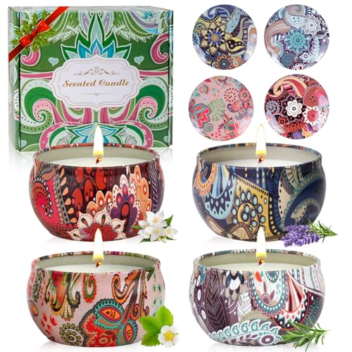4 Pack Scented Candles Gifts for Women 10oz Home Scented Candles 100Hours Aromatherapy Candle Gifts Set Soy Wax Candles fo...