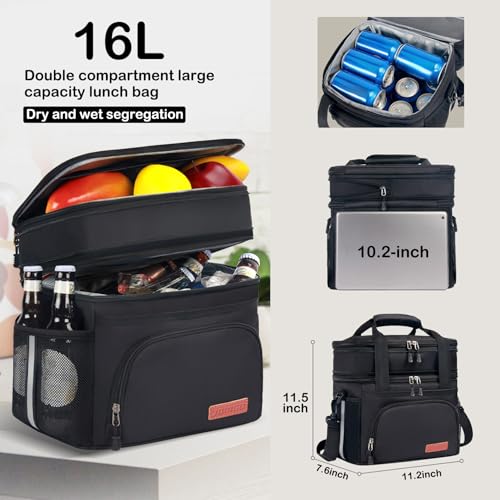 JOINGO Tactical Lunch Box for Men & Women – Expandable 16L Double Deck Insulated Cooler Bag for Work, Construction & 12-Ho...