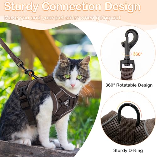 Cat Harness and Leash for Walking Soft Cat Harness Escape Proof, Adjustable Kitten Harness Cat Leash Reflective Strips Jac...