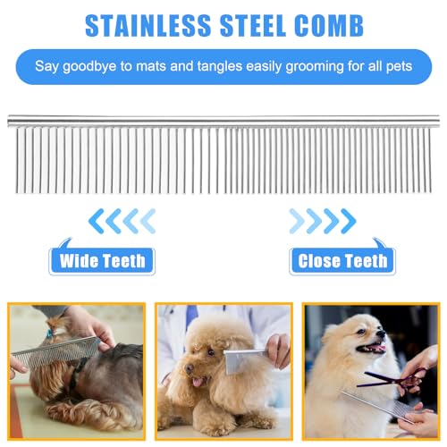 Complete Pet Grooming Solution by Dog - 9PCS Kit with Slicker Brush, Deshedding Tool, and Grooming Comb for All Breeds and...