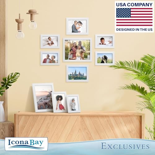 Icona Bay - 8x10 Picture Frames - White, 3 Pack - Sturdy Engineered Wood Photo Frames - Sleek Design, Table Top or Wall Mo...