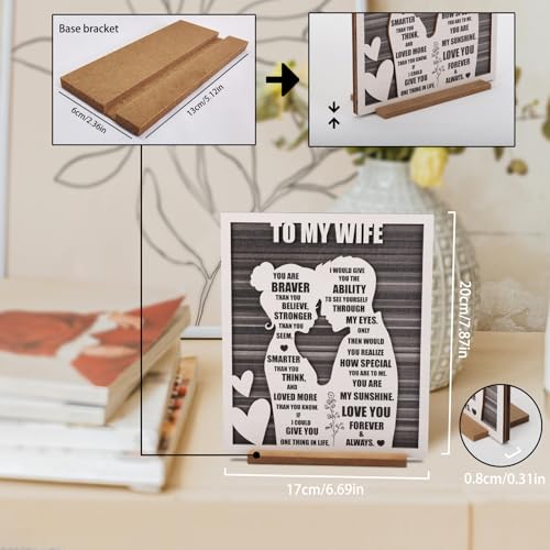 Mothers Day To My Wife Plaque | Valentines Romantic Gifts for Wife from Husband, Rustic Love Sign for Wife's Birthday, Wed...