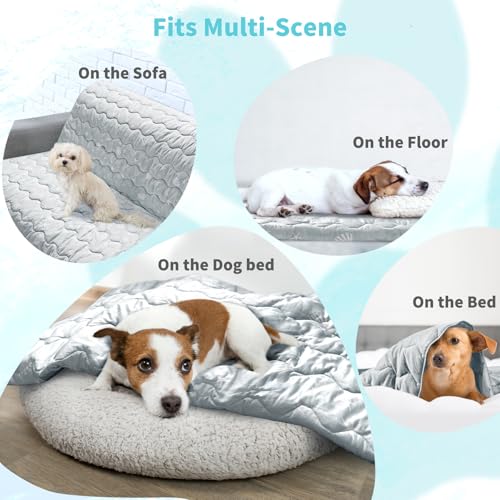 NWK Dog Cooling Blanket, Q-Max>0.345, Ice Silk Cool to Touch Material, Bed Cover, Furniture Protector Couch Sofa for Summe...