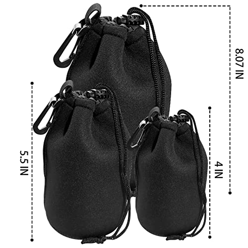 MOGALY Lens Pouch Set 3Pack Replacement Compatible for Canon, Nikon, Sony, Pentax, Olympus (Small, Medium, Large)