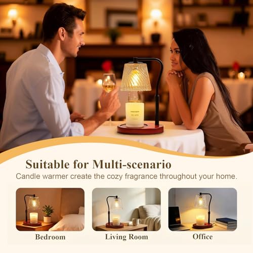 Candle Warmer Lamp with Timer Dimmable, Adjustable Wavy Clear Lamp Candle Warmer for Scented Candles, Housewarming Gift fo...