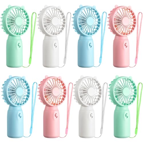 Glooglitter 8 Pcs Mini Portable Fans Bulk Handheld Battery Operated Fan with Lanyard for Makeup Eyelash, Cooling Lightweig...