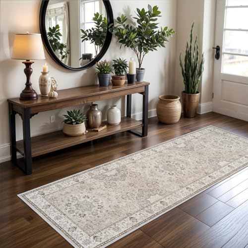 2x6 Hallway Washable Runner Rug : Vintage Soft Kitchen Laundry Runner with Non Slip Backing Farmhouse Entryway Living Room...