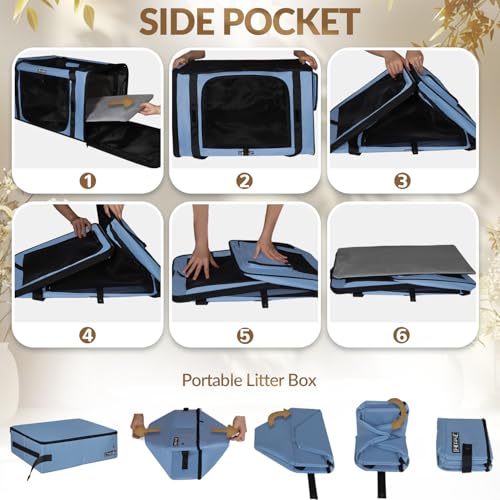 Petskd 26"x17"x17" Extra Large Cat Carrier with Litter Box for Large Cat or 2 Small Cats under 55LBS, Collapsible Soft Sid...