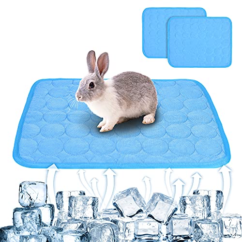 2PCS Summer Cooling Mat for Rabbit, Washable Bunny Bed, Rabbit Bed Mat, Guinea Pig Cage Liner Hamster Pee Pad, Fleece Slee...