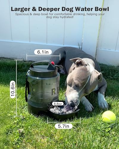 77oz Large Dog Water Bottle Portable - Dog Travel Water Dispenser with Large Bowl, Ideal for Hiking, Camping, Travelling, ...