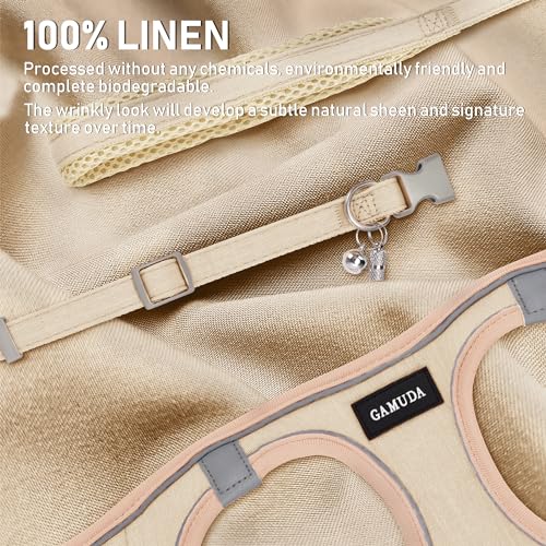 GAMUDA Small Pet Harness Collar and Leash Set, Step in No Chock No Pull Linen Fabric Soft Mesh Dog Vest Harnesses Reflecti...