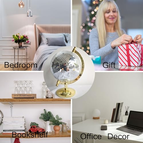 MFGDISCO Disco Ball Globe Home Decor Statues Classic Tabletop Art Sculpture Gold Discoball Unique Western Modern Decorativ...