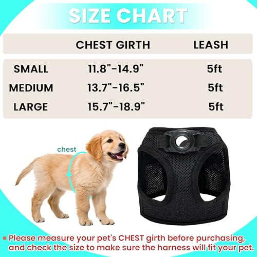 JVVGPET Dog Harness with Airtag Holder for Small Dogs, Puppy, Cats - No Pull Step in Small Dog Harness and Reflective Dog ...