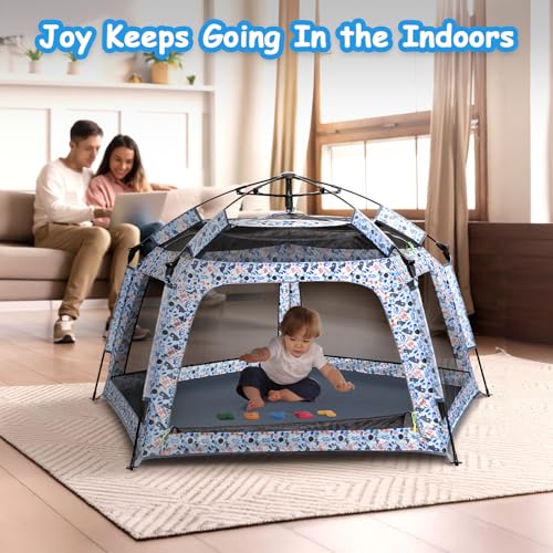 Funsland Baby Playpen Pop-up Tent - Outdoor & Indoor Play Tent for Beach with Canopy Travel Bag Portable Play Yard for Bab...