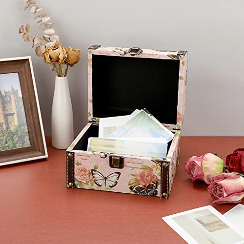 ELLDOO Butterfly Treasure Chest Box, Wooden + PU Leather Storage Decorative Box for Jewelry Trinkets, Keepsakes box for Gi...