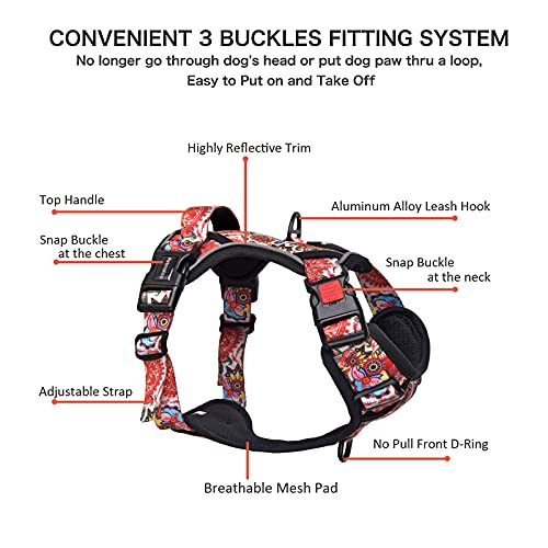 Petmolico No Pull Dog Harness Set with Leash Attachment Easy Control Handle Reflective Harness Vest Small Breed, Puppy Ves...