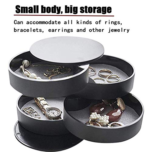 TIMESETL Jewelry Organizer, Small Jewelry Storage Box Earring Holder for Women, 4-Layer Rotating Travel Jewelry Tray Case ...