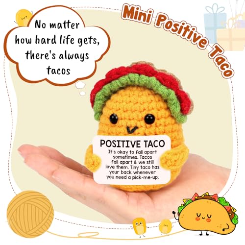 Positive Crochet Taco Birthday Gifts for Women Men Teacher Appreciation Mothers Day Graduation Gift Adult Kids Son Mom Dad...