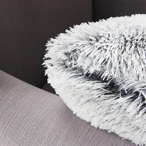 Uhomy 2 Packs Fluffy Accent Pillows Cover 20"x20", Soft Gray Ombre Faux Fur Throw Pillow Case, Modern Luxury Decorative Sq...