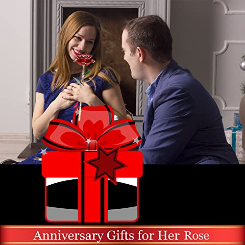 MNIEYU Gold Rose 24K Plated Gold Dipped Rose, Forever Preserved Red Rose Flowers with Stand,Romantic Gift for Valentine's ...