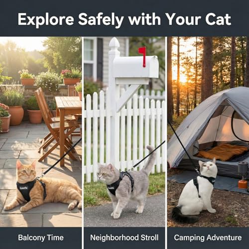 Luxelle 2 Pack Escape-Proof Cat Harness and Leash Set for Walking – Adjustable No Pull Soft Vest with Easy-Wear Buckle, Re...