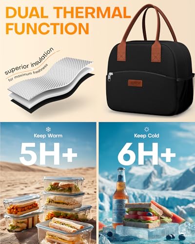 HOTOR Lunch Bag for Women & Men - Wear-Resistant Insulated Lunch Box with Large Capacity, Multi-Functional Cooler Bag for ...