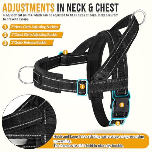 SlowTon No Pull Dog Harness - Heavy Duty Dog Harness and Leash Set for Medium Large Dogs, Reflective Tactical Harness with...