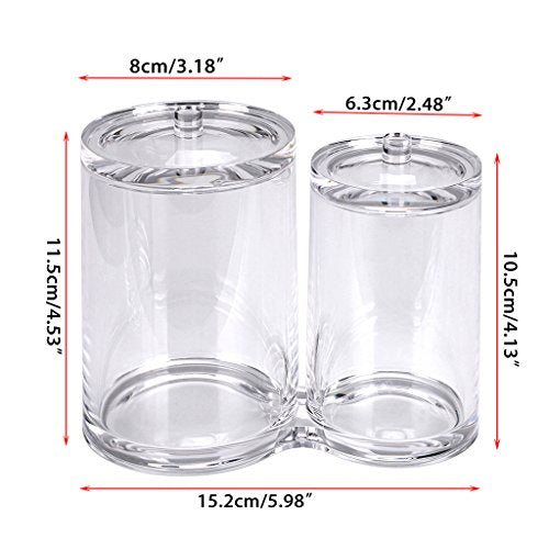 Hipiwe Clear Acrylic Cotton Swab Holder Preminm Quality Round Container Cotton Pad Q-tip Organize Case for Make Up Brush C...