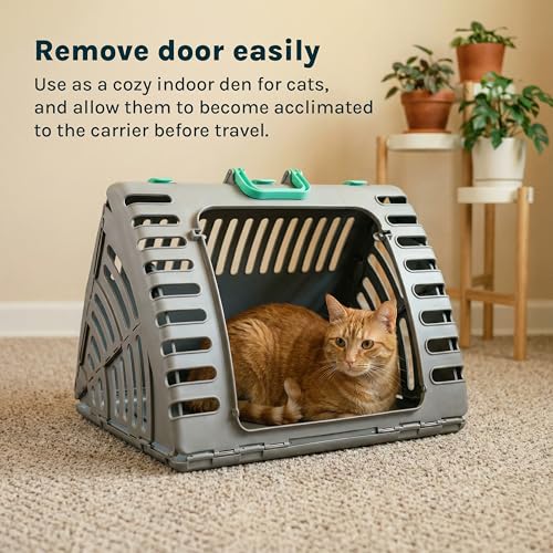SportPet X-Large Hard-Sided Travel Cat Carrier - Cat Carrier with Patented Wide Side-Opening Door, Foldable Portable Pet C...