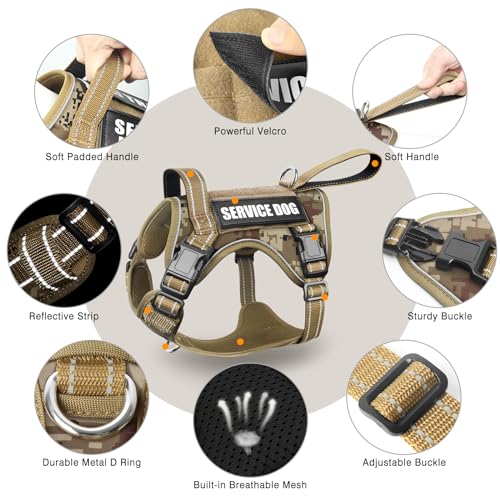 WINSEE Tactical Dog Harness, No Pull Dog Harness for Medium Large Dogs with Handle & Molle, Military Service Dog Vest Harn...