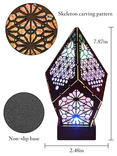 Starlight Projector Lamp,Boho Ambient Lighting Ceiling Projector Night Light, Wooden Colorful LED Lights for Bedroom Vinta...