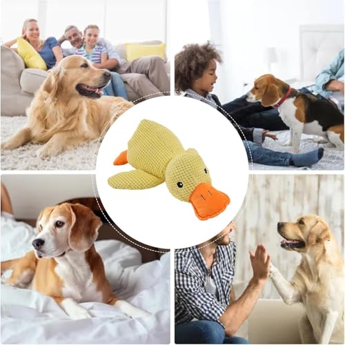 Mellow Dog Calming Duck, 2025 New Yellow Duck Dog Toy, The Mellow Ducks Calming Pillow, Dogs Ducks Toy with Quacking Sound...