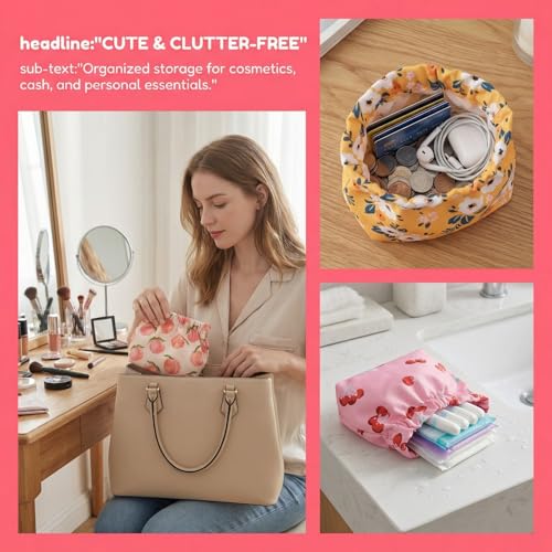 Mini Squeeze Coin Purse Bulk Set, Waterproof PU Leather Snap Pouch for Headphones, Jewelry, Makeup, Portable Small Organiz...