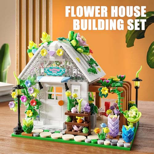 TYCOLE Flower House Building Set with Lights, Garden House Building Toy Kits Compatible with Trend, Creative Greenhouse Pl...